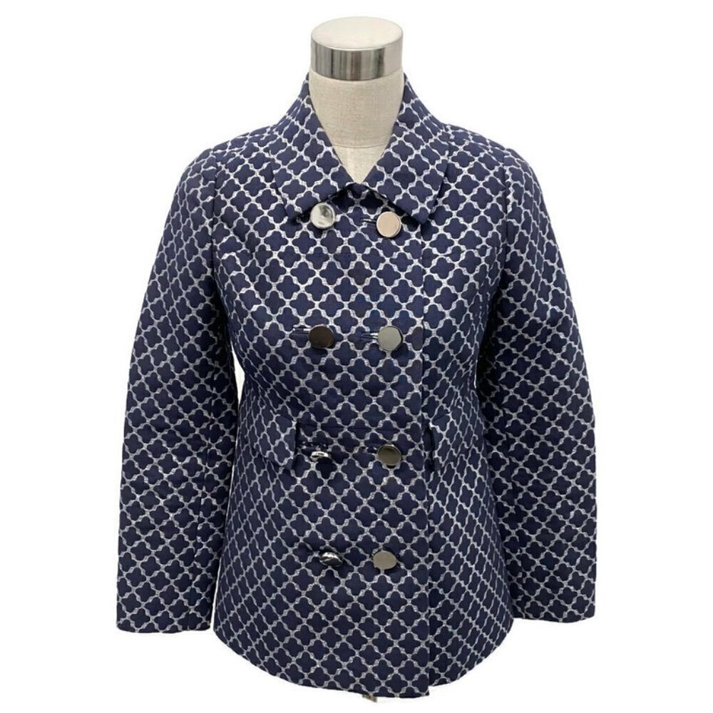 Kate Spade Navy &Silver Quatrefoil Peacoat Jacket - Picture 4 of 5